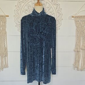 NWT Soft Surroundings Walden Velvet Turtleneck Legion Blue Sz 1X